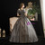 Gray Ball Gown Satin Square Appliques Drama Show Vintage Gown Dress