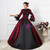 Black And Burgundy Satin Long Sleeve Drama Show Vintage Gown Dress