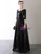 In Stock:Ship in 48 Hours Black Sequins V-neck Half Sleeve Prom Dress