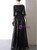 In Stock:Ship in 48 Hours Black Sequins V-neck Half Sleeve Prom Dress