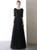 In Stock:Ship in 48 Hours Black Tulle Short Sleeve Beading Prom Dress