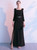 In Stock:Ship in 48 Hours Black Bateau Long Sleeve Sequins Prom Dress