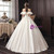 Ivory White Satin Ball Gown Off the Shoulder Wedding Dress