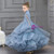 In Stock:Ship in 48 Hours Blue Ball Gown Tulle Deep V-neck Flower Girl 