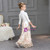 In Stock:Ship in 48 Hours White 3/4 Sleeve Butterfly Appliques Flower Girl Dress
