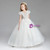 White Tulle Appliques V-neck Flower Girl Dress