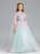 Blue V-neck Tulle Appliques Flower Girl Dress