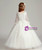 White Ball Gown Tulle V-neck Short Sleeve Flower Girl Dress