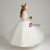 White Ball Gown Tulle V-neck Short Sleeve Flower Girl Dress