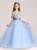 Blue Tulle V-neck Appliques Sleeveless Flower Girl Dress