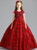 Red Lace Cap Sleeve Flower Girl Dress