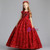 Red Lace Cap Sleeve Flower Girl Dress