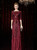 A-Line Burgundy Sequins Half Sleeve Mother Of The Bride Dress