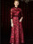 A-Line Burgundy Sequins 3/4 Sleeve Long Mother of the Bride Dress