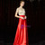 A-Line Red Satin Champagne Sequins Short Sleeve Mother of the Bride Dress