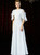 A-Line White Sequins Bat Sleeve Mother of the Bride Dress With Feather