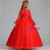 Red Ball Gown Tulle Embroidery Long Sleeve Flower Girl Dress