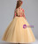 Dark Champagne Tulle 3/4 Sleeve Flower Girl Dress