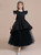 A-Line Black Tulle Long Flower Girl Dress With Bow