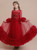 A-Line Burgundy Tulle Long Sleeve Appliques Flower Girl Dress