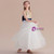 White Tulle Gold Sequins Long Flower Girl Dress With Bow