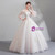 In Stock:Ship in 48 Hours White Ball Gown Tulle Long Sleeve Appliques Wedding Dress