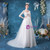 In Stock:Ship in 48 Hours White Tulle V-neck Lace 3/4 Sleeve Wedding Dress