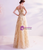 In Stock:Ship in 48 Hours Champagne Tulle Sequins Off the Shoulder Prom Dress