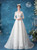 In Stock:Ship in 48 Hours White Lace 3/4 Sleeve Appliques Wedding Dress