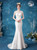 In Stock:Ship in 48 Hours White Mermaid Lace Cap Sleeve Wedding Dress