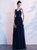 In Stock:Ship in 48 Hours Navy Blue Tulle Spaghetti Straps Prom Dress