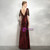 In Stock:Ship in 48 Hours Burgundy Sequins V-neck Prom Dress