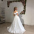 A-Line White Satin Off the Shoulder Formal Wedding Dress