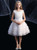 White Tulle Layer Lace Knee Length Flower Girl Dress