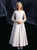 A-Line White Satin Lace Long Sleeve Flower Girl Dress