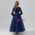 A-Line Navy Blue Tulle Lace Long Sleeve Flower Girl Dress