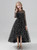 Black Hi Lo Tulle Star Print Long Sleeve Flower Girl Dress