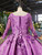 Purple Ball Gown Satin Appliques Square Long Sleeve Beading Wedding Dress
