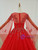 Red Ball Gown Tulle Long Sleeve Beading Sequins Wedding Dress