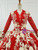 Red Ball Gown Tulle Appliques Long Sleeve Beading Wedding With Train