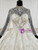 White Ball Gown Lace Appliques High Neck Beading Crystal Wedding Dress