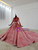 Watermelon Red Ball Gown Sequins V-neck Long Sleeve Beading Wedding Dress