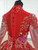Watermelon Red Ball Gown Sequins V-neck Long Sleeve Beading Wedding Dress