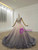 Light Purple Ball Gown Tulle Sequins Pleats Wedding Dress With Beading Crystal