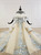 Fashion Champagne Ball Gown Tulle Appliques Short Sleeve Wedding Dress With Long Train