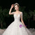 Ivory White Ball Gown Tulle Flower Long Sleeve Wedding Dress