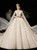 Champagen Ball Gown Tulle Deep V-neck Appliques Beading Wedding Dress