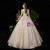 Dark Champagne Tulle Sequins V-neck Short Sleeve Beading Wedding Dress