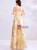 In Stock:Ship in 48 Hours Gold Sequins Backless Long Prom Dress