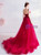 In Stock:Ship in 48 Hours Red Tulle V-neck Sleeveless Beading Prom Dress